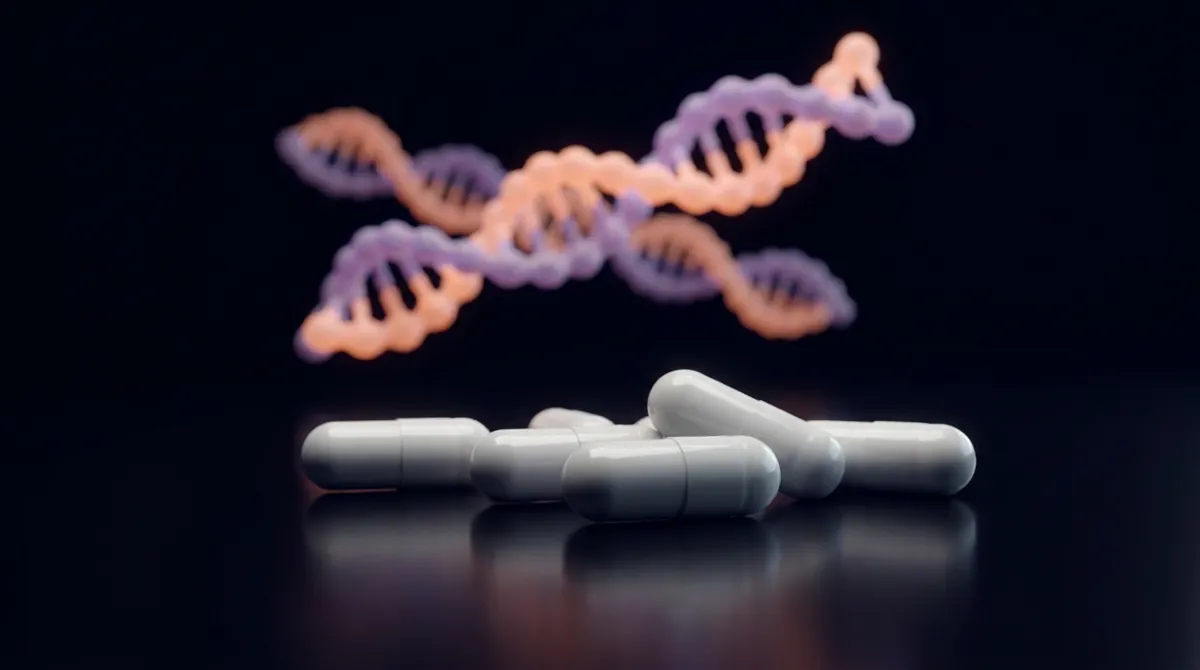 White SLU-PP-332 research capsules with a glowing orange and violet molecular chain